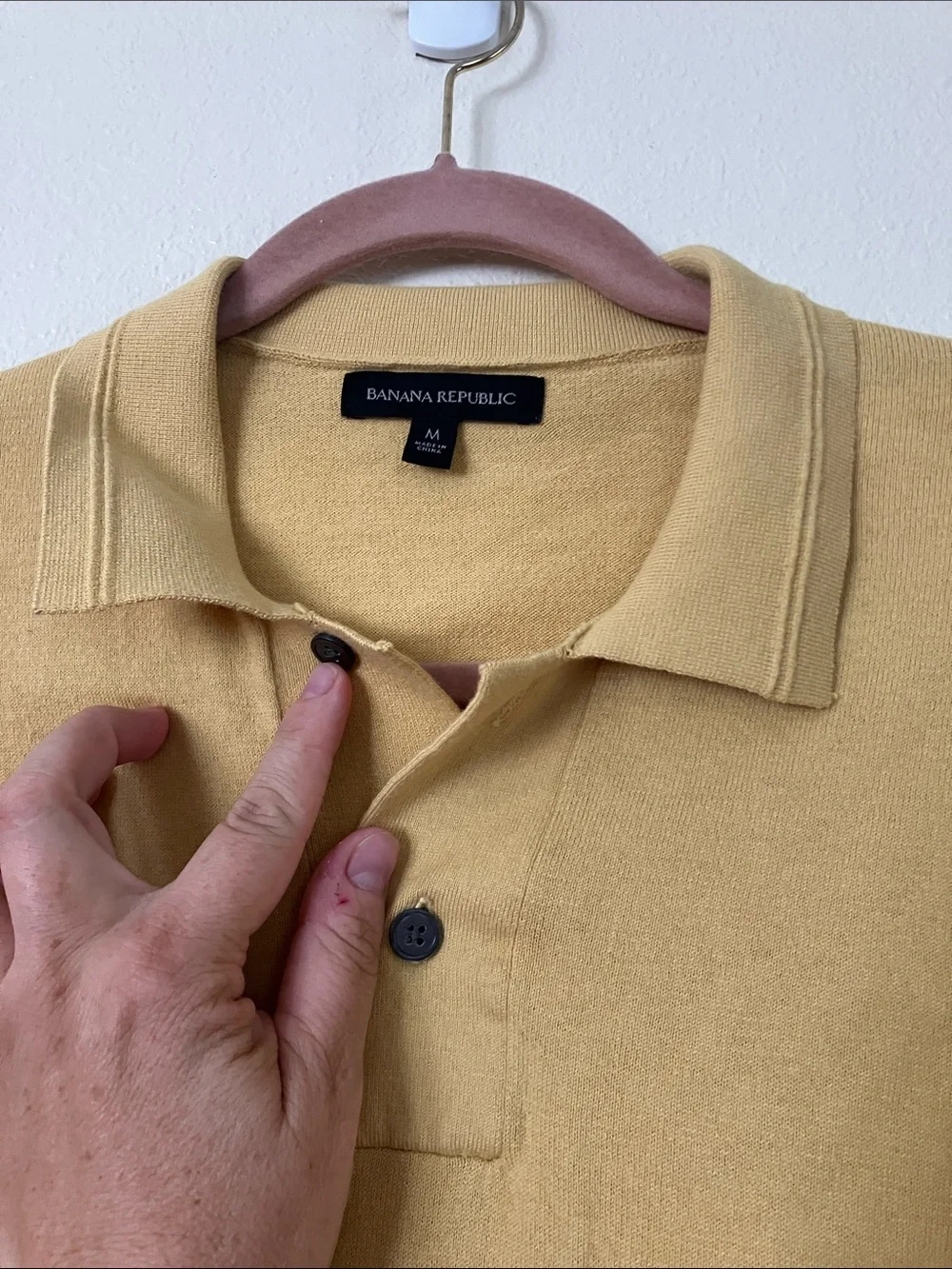 Banana Republic Old Money Mustard Knit Polo, M